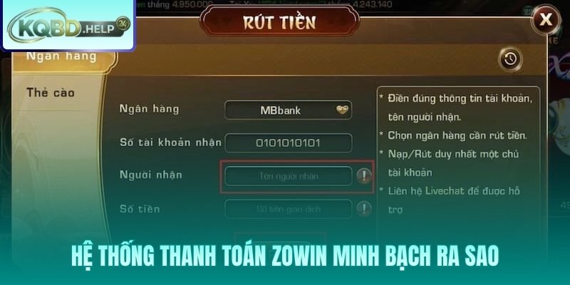 Zowin - hệ thống rút tiền MoMo dưới 15 phút minh bạch